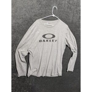 Oakley Mens Long Sleeve T-Shirt Gray Heather Graphic Crew Neck XL Regular Fit